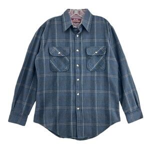 Vtg 90s Robert Surrey Gray Plaid Wool Blend Flannel Shirt Grunge Mountaincore M